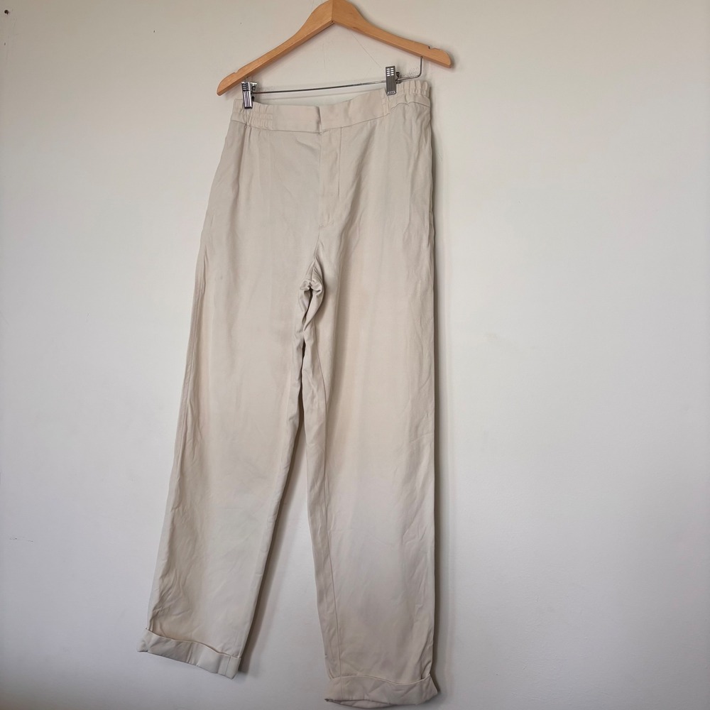 COS Cuffed Elastic Waist White Wide Leg Pants EUR 50 US size 34